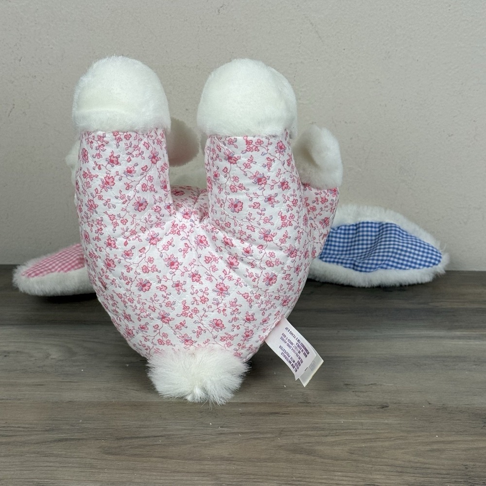 Vtg Rabbit Plush Deluxe Playthings Gingham Plaid Ears Bunny Slippers Pajamas 90s - Picture 6 of 11